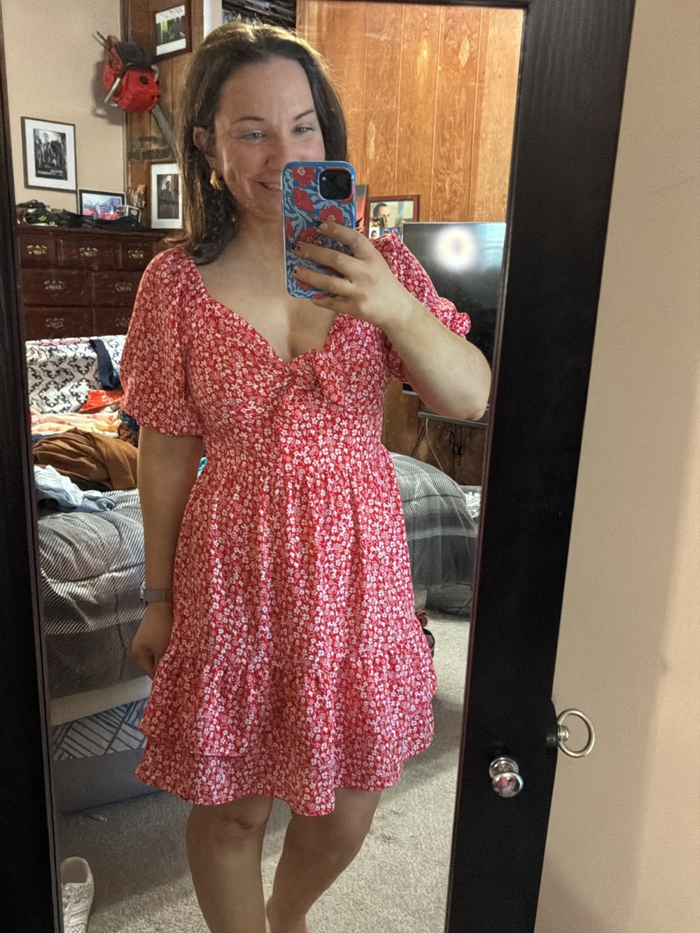 LC Lauren Conrad red floral dress